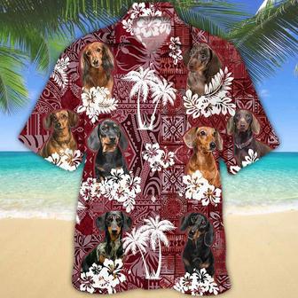 Dachshund Red Hawaiian Shirt, Gift For Dog Lover Shirts, Animal Summer Shirts, Hawaiian Shirt Men Summer Gifts | Newhawaiianshirts