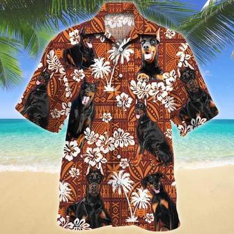 Doberman Pinscher Cute Face Dog Lovers Red Tribal Hawaiian Shirt, Short Sleeve Hawaiian Aloha Shirt For Men And Women Summer Gifts | Newhawaiianshirts DE