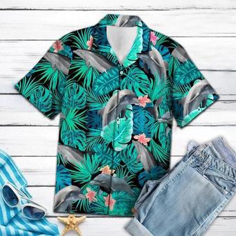 Dolphin Amazing Hawaiian Shirt, Marine Dolphin Tropical Jungle Design Hawaiian Shirt Summer Gifts | Newhawaiianshirts DE