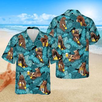 Drinking Bear Hawaiian Shirt, Tropical Shirt For Him Summer Gifts | Newhawaiianshirts DE