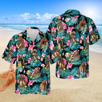 Drunk Bear Hibicus Flowers Hawaiian Shirt, Brewery Summer Outfit Summer Gifts | Newhawaiianshirts CA