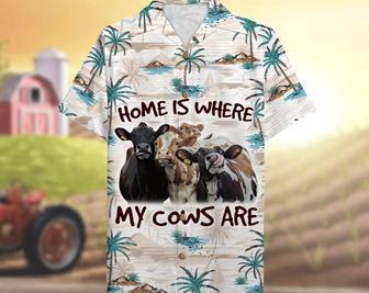 Farmer Cow Home Is Where My Cows Are Hawaiian Shirt, Beach Party Matching Shirt For Men/Women, Hawaiian Set Gift, Gifts For Bachelor Party. Summer Gifts | Newhawaiianshirts UK