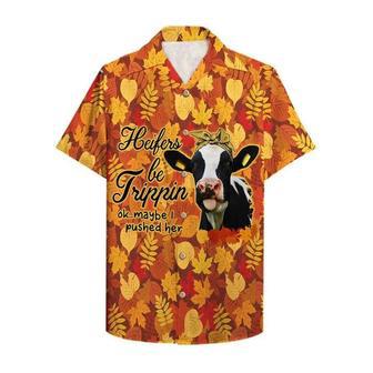 Farmer Heifers Be Trippin Falling Fall Leaves Hawaiian Shirt Summer Gifts | Newhawaiianshirts UK