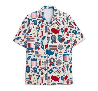 Feather Armorial American Flag Short Tall Button Hawaiian Shirt, Button Up Aloha Shirt For Men, Women Summer Gifts | Newhawaiianshirts UK