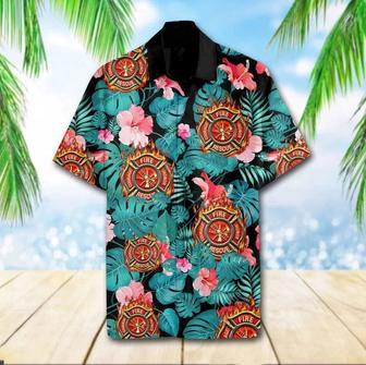 Firefighter Tropical Forest Design Hawaiian Shirt Summer Gifts | Newhawaiianshirts DE