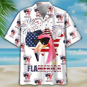 Flamingo American Flag Hawaiian Shirt For Men Women Summer Gifts | Newhawaiianshirts AU