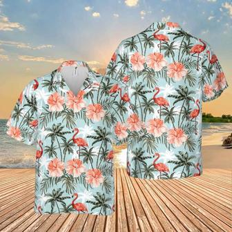 Flamingo And Palm Tree Hawaiian Shirt, Gift For Wife Summer Gifts | Newhawaiianshirts