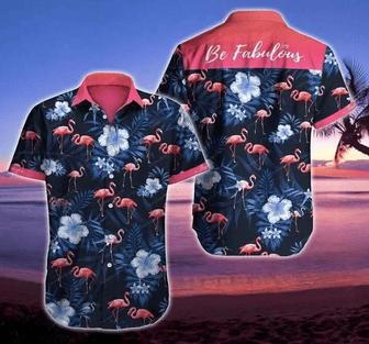 Flamingo Be Fabulous Tropical Leave Pattern Hawaiian Shirt Summer Gifts | Newhawaiianshirts UK