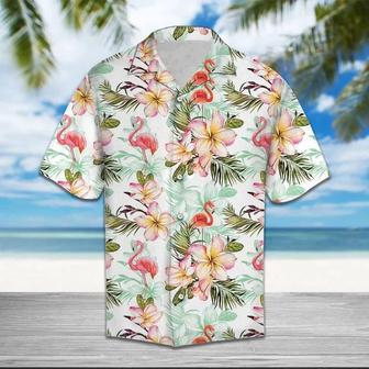 Flamingo Frangipani Flower While Theme Hawaiian Shirt Summer Gifts | Newhawaiianshirts