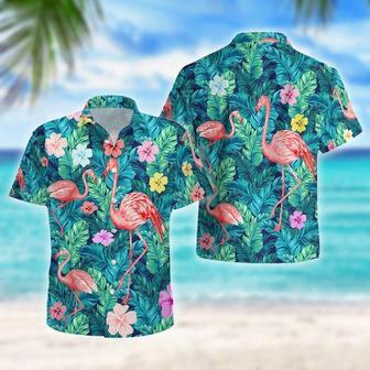 Flamingo - Green Tropical Hawaiian Shirt, Summer Gift, Hawaiian Shirts For Men, Aloha Beach Shirt Summer Gifts | Newhawaiianshirts AU