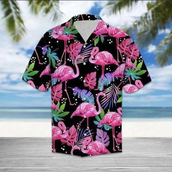 Flamingo Hawaiian Shirts For Men, Pink Palm And Flamingo Ornamental Hawaiian Shirt Summer Gifts | Newhawaiianshirts