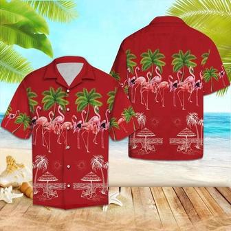 Flamingo Summer With Palm Trees In Red Hawaiian Shirt Summer Gifts | Newhawaiianshirts AU