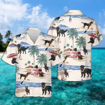 Flat-Coated Retriever Summer Beach Hawaiian Shirt, Dog Beach Short Sleeve Hawaiian Shirt Summer Gifts | Newhawaiianshirts UK