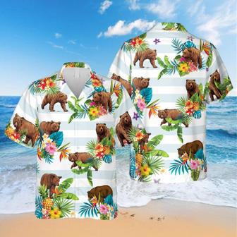 Floral Bear White Hawaiian Shirt, Vintage Shirt For Men Summer Gifts | Newhawaiianshirts UK