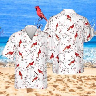 Floral Red Cardinal Hawaiian Shirt, Magnum Pi Shirt Summer Gifts | Newhawaiianshirts UK