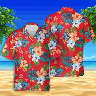 Floral Tropical Plants Red Hawaiian Shirt, Vintage Hawaii Shirt Summer Gifts | Newhawaiianshirts UK