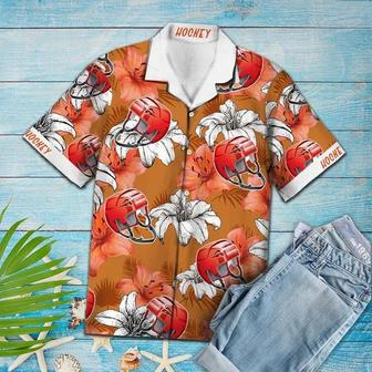 Flower Hawaiian Shirt Men, Vivid Flower And Hockey Helmet Gift For Hockey Lover Hawaiian Shirt Summer Gifts | Newhawaiianshirts AU