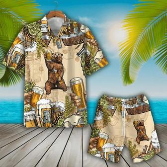 Funny Bear With Beer Party Hawaiian Shirt, Bear Drinking Beer Summer Hawaiian Shirt Summer Gifts | Newhawaiianshirts DE