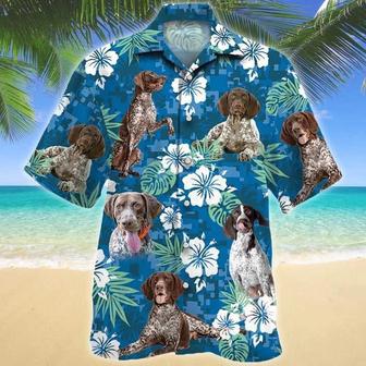 Funny German Shorthaired Pointer Dog Lovers Blue Camouflage Style Hawaiian Shirt Summer Gifts | Newhawaiianshirts CA