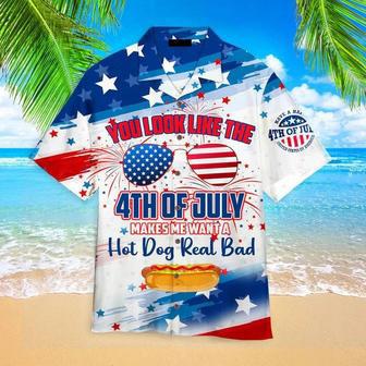 Funny Hot Dog You Look Like The Of July Hawaiian Shirt, Independence Day Hawaiian Shirt For Men, Women Summer Gifts | Newhawaiianshirts UK