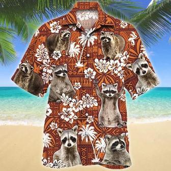 Funny Raccoon On Red Tribal Hawaiian Shirt, Summer Hawaiian Shirt Men Summer Gifts | Newhawaiianshirts DE