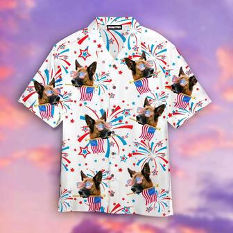 German Shepherd Happy America Flag Hawaiian Shirt Summer Gifts | Newhawaiianshirts UK