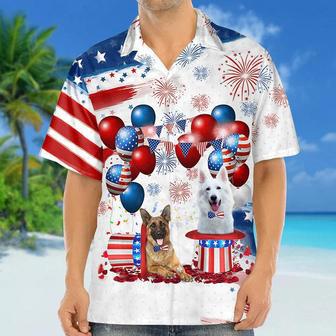 German Shepherd Independence Day Hawaiian Shirt, Dog Hawaii Beach Shirt Short Sleeve For Of July Summer Gifts | Newhawaiianshirts AU