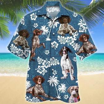 German Shorthaired Pointer Blue Tribal Hawaiian Shirt, Short Sleeve Hawaiian Aloha Shirt For Men Summer Gifts | Newhawaiianshirts CA