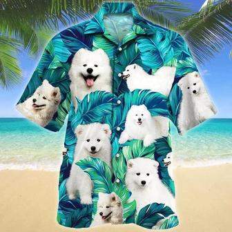 Gift For Kawaii Samoyed Dog Lovers Summer Beach Palm Tree Pattern Hawaiian Shirt Summer Gifts | Newhawaiianshirts AU