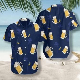 Glass Of Beer Cheers Palms At Night Design Hawaiian Shirt Summer Gifts | Newhawaiianshirts