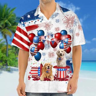 Golden Retriever Independence Day Hawaiian Shirt, Dog Hawaii Beach Shirt Short Sleeve For Of July Summer Gifts | Newhawaiianshirts AU