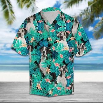 Great Dane Tropical Forest Hawaiian Shirt, Great Dane Summer Hawaii Shirt For Men Summer Gifts | Newhawaiianshirts CA