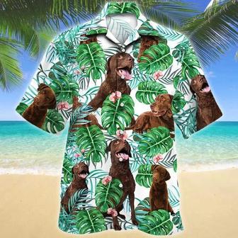 Green And White Theme Chesapeake Bay Retriever Dog Tropical Plant Hawaiian Shirt Summer Gifts | Newhawaiianshirts CA