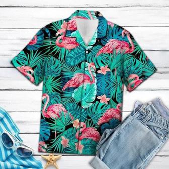 Green Leave Flamingo Ornamental Hawaiian Shirt Summer Gifts | Newhawaiianshirts DE