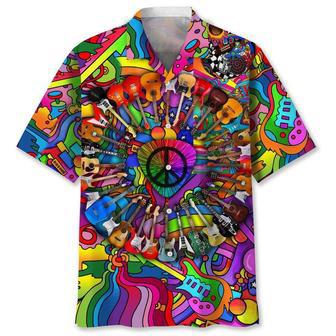 Guitar Hippie Hawaiian Shirt Summer Gifts | Newhawaiianshirts UK