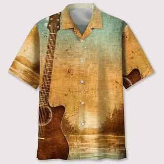 Guitar Old Paper Texture Hawaiian Shirt Summer Gifts | Newhawaiianshirts