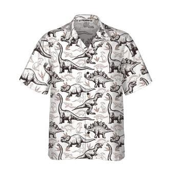 Hand Drawn Dinosaurs Footprints Seamless Pattern Hawaiian Shirt Summer Gifts | Newhawaiianshirts AU