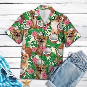 Happy Chihuahua Hide In Tropical Coconut Jungle Pattern Hawaiian Shirt Summer Gifts | Newhawaiianshirts