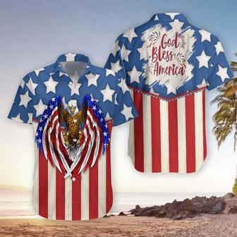 Hawaiian Aloha Shirts God Bless America Of July Eagle Hawaiian Shirt For Men Summer Gifts | Newhawaiianshirts DE