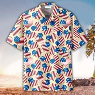 Heart Pattern Of July Hawaiian Shirt, Perfect Gift Ideas For Of July Lover Summer Gifts | Newhawaiianshirts CA