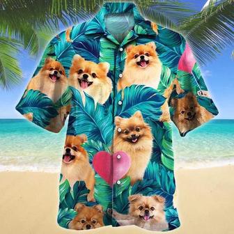 Heart Shape And Pomeranian Dog Lovers Gift Ideas Summer Beach Palm Tree Hawaiian Shirt Summer Gifts | Newhawaiianshirts AU