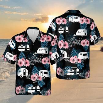 Hibicus And Recreational Vehicle Black Hawaiian Shirt, Summer Outfit For Men Summer Gifts | Newhawaiianshirts