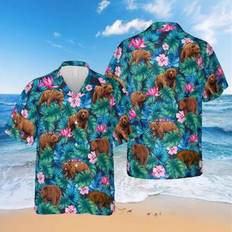 Hibicus Flowers Bear Hawaiian Shirt, Shirt For Men Summer Gifts | Newhawaiianshirts CA