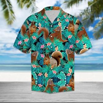 Hiding Squirrels Tropical Palm Leaves Summer Vacation Gift Ideal Hawaiian Shirt Summer Gifts | Newhawaiianshirts UK