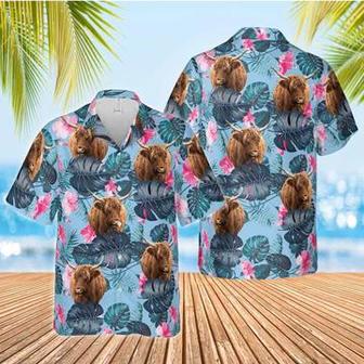 Highland Blue Hibiscus Hawaiian Shirt Summer Gifts | Newhawaiianshirts UK