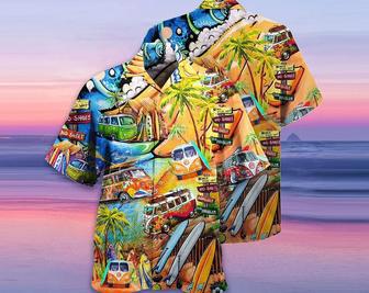 Hippie Bus Love Beach Summer Hawaiian Shirt, Aloha Short Sleeve Button Down, Gift For Family, Hawaiian Set Gift, Funny Hawaiian Shirt. Summer Gifts | Newhawaiianshirts UK