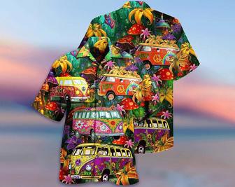 Hippie Bus Peace Life Colorful Style Hawaiian Shirt, Aloha Short Sleeve Button Down, Gift For Family,Hawaiian Set Gift, Funny Hawaiian Shirt Summer Gifts | Newhawaiianshirts UK