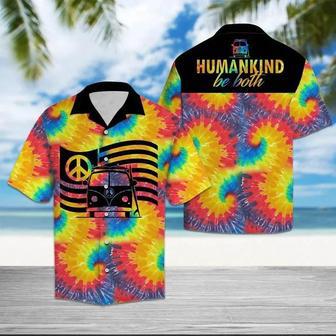 Hippie Car Humankind Be Both Peace Sign Flag On Swirl Tie Dye Hawaiian Shirt Summer Gifts | Newhawaiianshirts