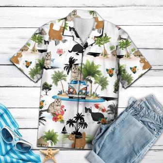 Hippie Van Munchkin Cat Enjoy Vacation Hawaiian Shirt Summer Gifts | Newhawaiianshirts UK