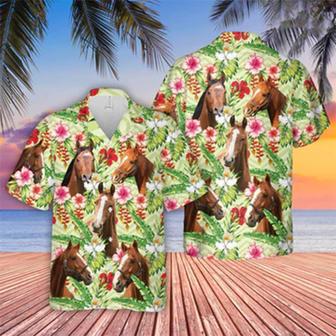 Horse Hibicus Floral Hawaiian Shirt Summer Gifts | Newhawaiianshirts CA